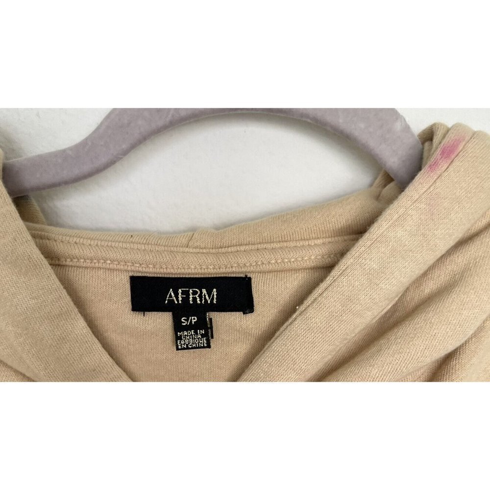 NWT AFRM Cropped Hoodie Sweatshirt SMALL Beige Tan Pink Tie Dye Drawstring - Picture 11 of 11